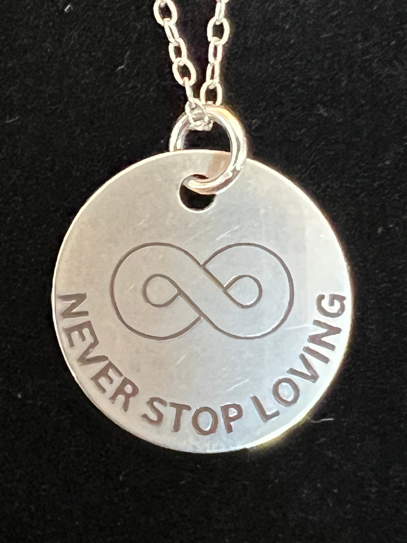 Never Stop Loving Infinity Pendant Necklace Clear – loufellingham