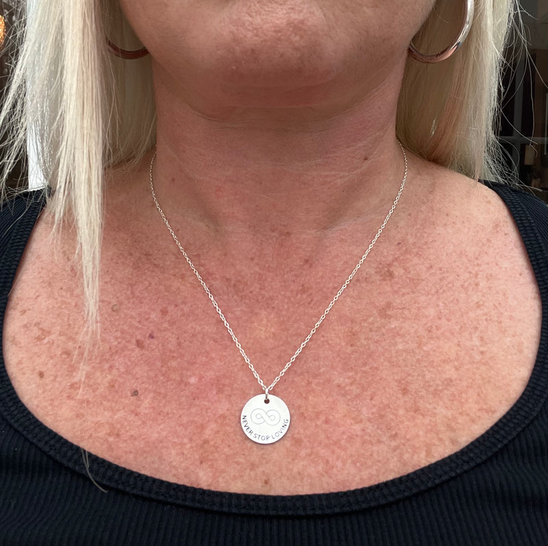 Never Stop Loving Infinity Pendant Necklace Clear