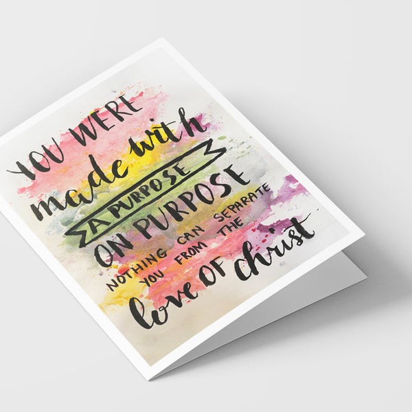 'Made with purpose' greetings card