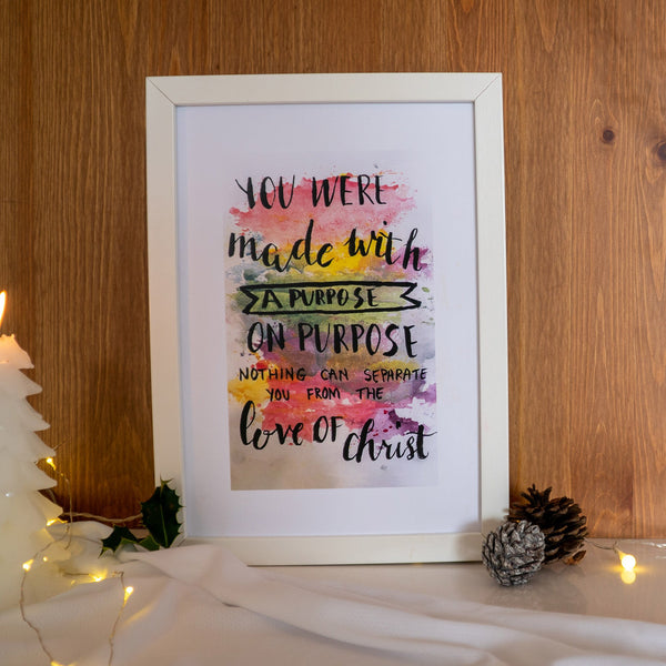 "Made with Purpose" poster. Hand painted by Ella Fellingham